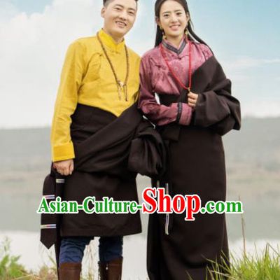 Chinese Traditional Tibetan Wedding Robes Zang Nationality Heishui Dance Ethnic Costumes for Women for Men
