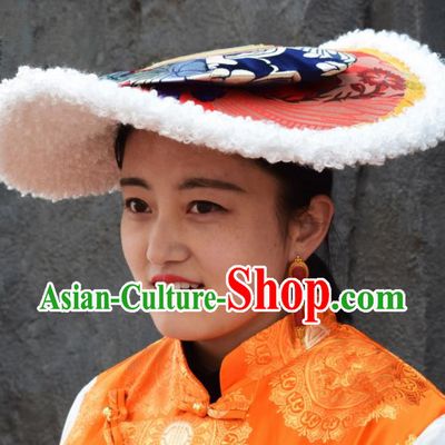Chinese Traditional Ethnic Tibetan Hair Accessories Zang Nationality National Hat for Women