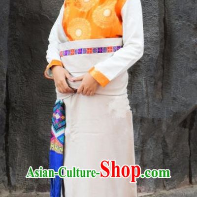 Chinese Traditional National Ethnic Tibetan Robe Zang Nationality Costume for Women