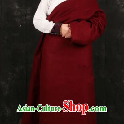 Chinese Traditional Tibetan Ethnic Bride Red Robe Zang Nationality Heishui Dance Costume for Women