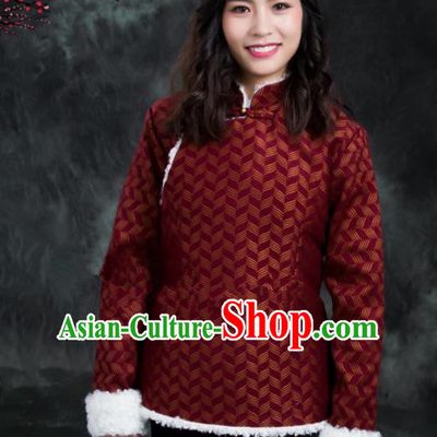 Chinese Traditional Ethnic Female Amaranth Tibetan Jacket Zang Nationality Heishui Dance Costume for Women