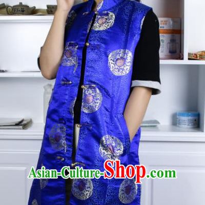 Chinese Traditional National Ethnic Royalblue Tibetan Vest Zang Nationality Costume for Women