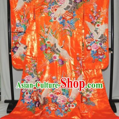 Japan Traditional Princess Costume Red Yukata Dress Japanese Wedding Furisode Kimono for Women