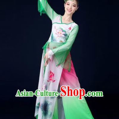 Chinese Traditional Classical Dance Lotus Dance Dress Umbrella Dance Stage Performance Costume for Women