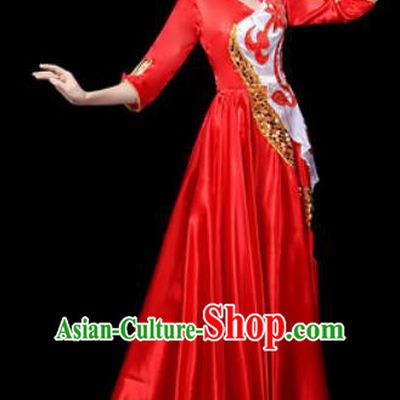 Traditional Chinese Spring Festival Gala Opening Dance Red Dress Chorus Modern Dance Costume for Women