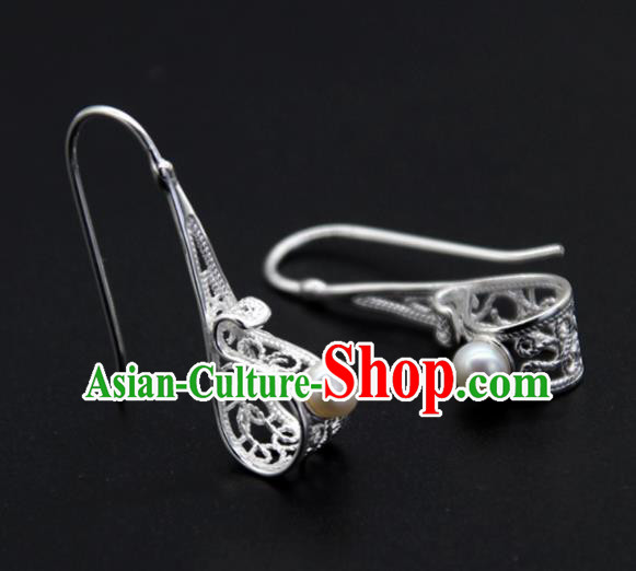 Chinese Traditional Ethnic Jewelry Accessories Handmade Mongol Nationality Carving Earrings for Women