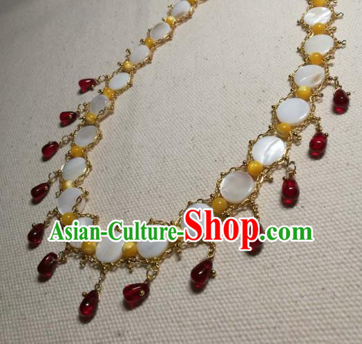 Chinese Traditional Agate Necklace Ancient Palace Handmade Hanfu Shell Necklet for Women Chinese Traditional Agate Necklace Ancient Palace Handmade Hanfu Shell Necklet for Women