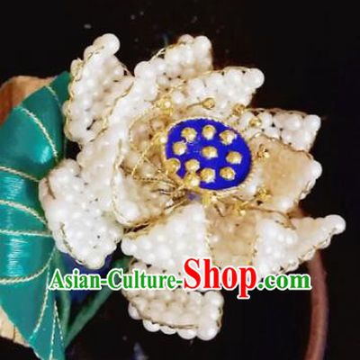 Chinese Traditional Hair Accessories Ancient Palace Handmade Hanfu Beads Lotus Hairpins for Women