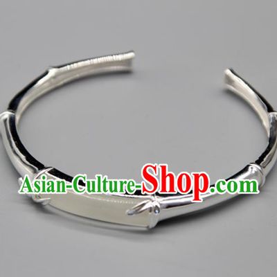 Chinese Traditional Tibetan Ethnic Opal Bracelet Accessories Handmade Zang Nationality Sliver Bangle for Women