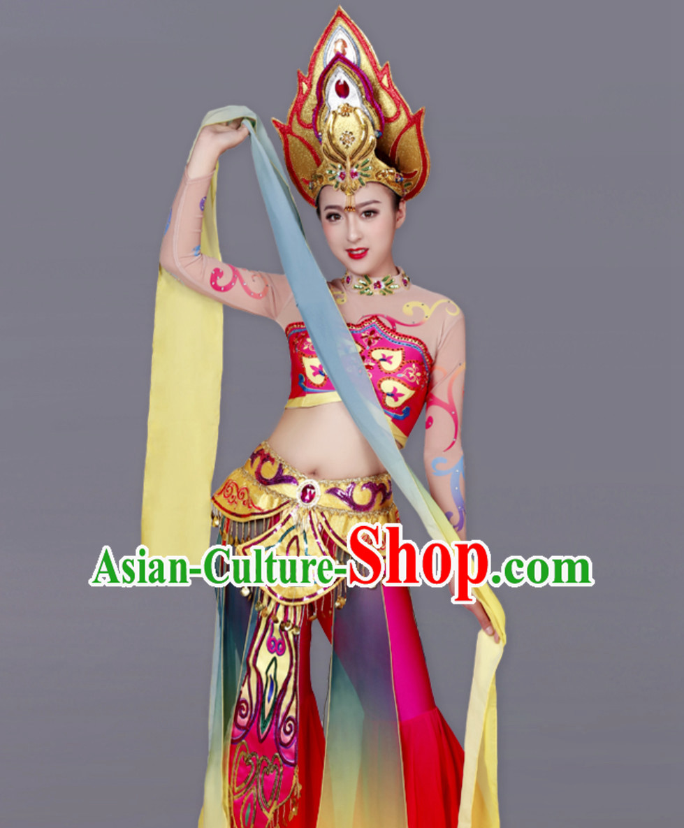 Asian Classical White Tara Deity Costume and Accessories Complete Set