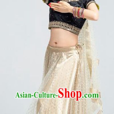 Asian India Traditional Bollywood Black Costumes South Asia Indian Belly Dance Dress for Women