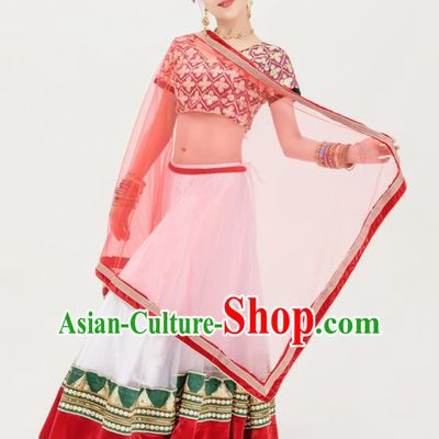 Asian India Traditional Sari Bollywood Belly Dance Costumes South Asia Indian Princess White Dress for Women
