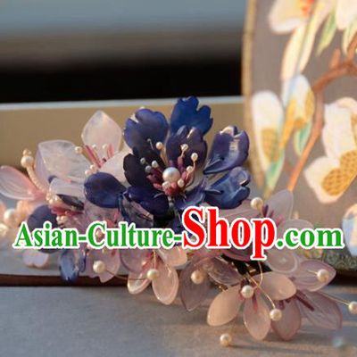 Traditional Chinese Hanfu Hair Accessories Ancient Princess Pink and Purple Flowers Hairpins for Women