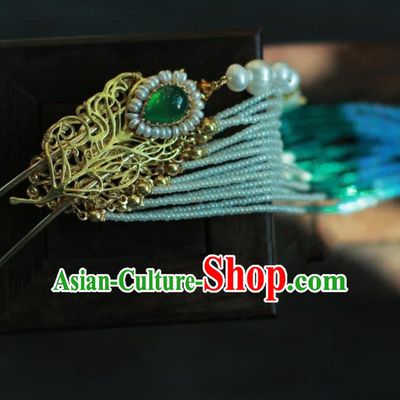 Traditional Chinese Hanfu Pearls Tassel Hair Clip Hair Accessories Ancient Imperial Consort Hairpins for Women