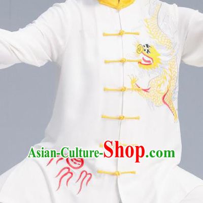 Asian Chinese Martial Arts Wushu Embroidered Dragon Costume Traditional Tai Ji Kung Fu Training Uniform for Women