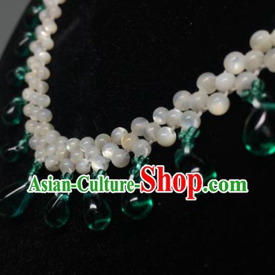 Traditional Chinese Hanfu Accessories Ancient Princess Green Crystal Necklace for Women