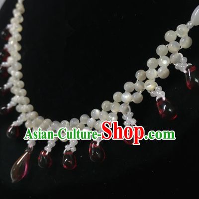 Traditional Chinese Hanfu Accessories Ancient Princess Red Crystal Necklace for Women