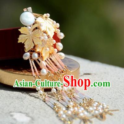 Traditional Chinese Hanfu Golden Maple Hair Claw Hair Accessories Ancient Princess Hairpins for Women