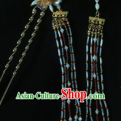 Traditional Chinese Hanfu Lotus Hair Clip Hair Accessories Ancient Imperial Consort Tassel Hairpins for Women