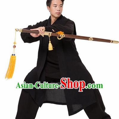 Asian Chinese Traditional Martial Arts Kung Fu Costume Tai Ji Black Clothing for Men