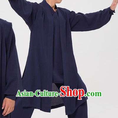 Asian Chinese Traditional Martial Arts Kung Fu Costume Tai Ji Navy Clothing for Men