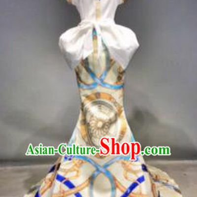 Top Grade Stage Performance Modern Fancywork Yellow Dress Brazilian Carnival Halloween Costume for Women
