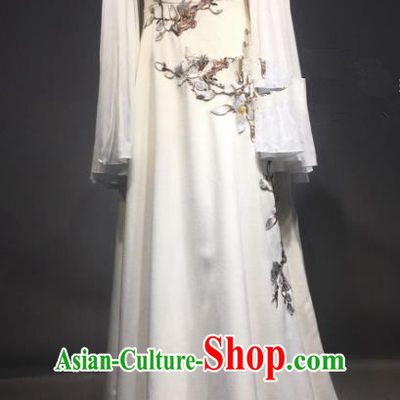 Top Grade Chinese Stage Performance Modern Fancywork White Dress Brazilian Carnival Costume for Women