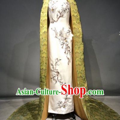 Top Grade Chinese Stage Performance Qipao Dress Brazilian Carnival Modern Fancywork Costume for Women