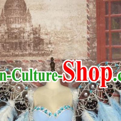 Top Grade Halloween Stage Performance Props Brazilian Carnival Blue Feather Wings for Women
