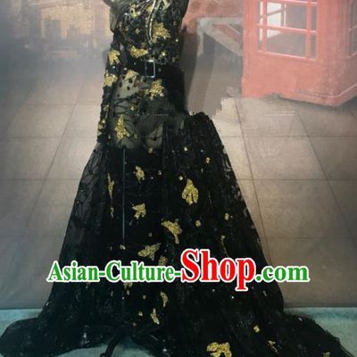 Top Grade Stage Performance Black Veil Full Dress Brazilian Carnival Modern Fancywork Costume for Women