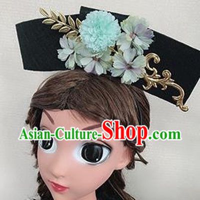Chinese Handmade Qing Dynasty Princess Hair Accessories Ancient Palace Blue Peony Hair Clasp for Women
