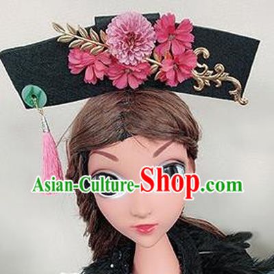 Chinese Handmade Qing Dynasty Pink Flowers Hair Accessories Ancient Palace Princess Hair Clasp for Women