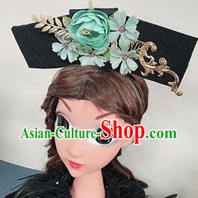 Traditional Chinese Qing Dynasty Princess Green Peony Hair Accessories Handmade Ancient Hair Clasp for Women