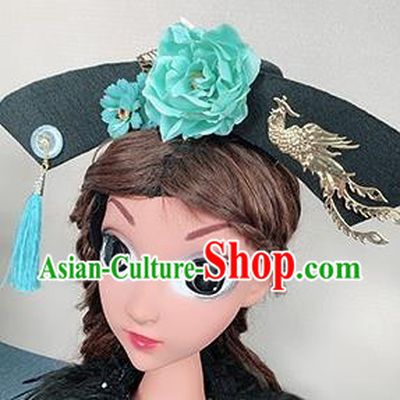Traditional Chinese Qing Dynasty Princess Hair Accessories Handmade Ancient Green Peony Hair Clasp for Women