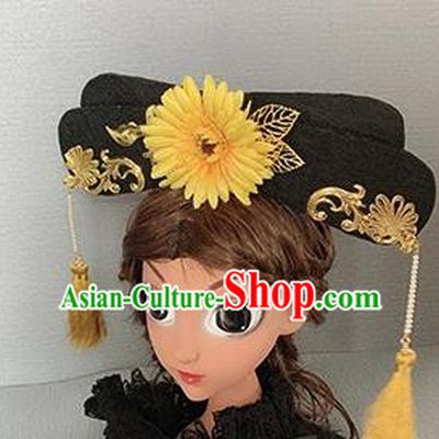 Traditional Chinese Ancient Palace Yellow Chrysanthemum Hair Clasp Qing Dynasty Princess Hair Accessories for Women