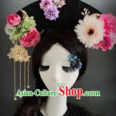 Traditional Chinese Ancient Qing Dynasty Palace Hair Accessories Queen Headwear for Women