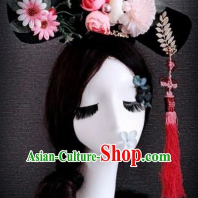 Traditional Chinese Ancient Palace Hair Accessories Qing Dynasty Queen Headwear for Women