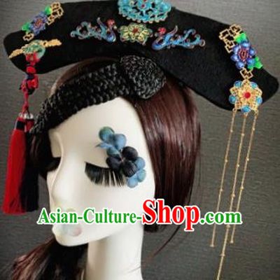 Traditional Chinese Qing Dynasty Queen Headwear Ancient Palace Phoenix Hair Accessories for Women