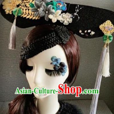 Traditional Chinese Qing Dynasty Manchu Headwear Ancient Palace Queen Hair Accessories for Women