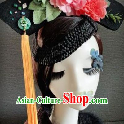 Traditional Chinese Qing Dynasty Manchu Lady Headwear Ancient Palace Queen Hair Accessories for Women