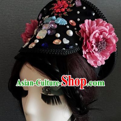 Traditional Chinese Qing Dynasty Manchu Imperial Consort Headwear Ancient Palace Queen Hair Accessories for Women
