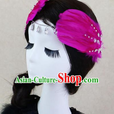 Top Grade Bride Rosy Feather Angel Hair Claws Headwear Princess Hair Accessories for Women