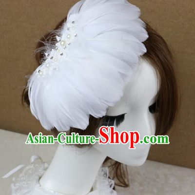 Top Grade Angel White Feather Hair Claws Headwear Princess Hair Accessories for Women