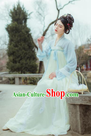 Chinese Ancient Peri Goddess Hanfu Dress Traditional Tang Dynasty Princess Costume for Women