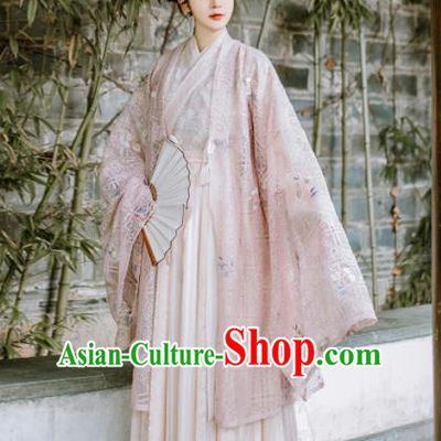 Chinese Ancient Court Princess Pink Hanfu Dress Traditional Jin Dynasty Historical Costume for Women