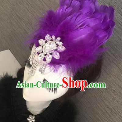 Top Grade Halloween Purple Feather Hair Stick Headwear Brazilian Carnival Hair Accessories for Women
