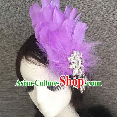 Top Grade Halloween Violet Feather Hair Stick Headwear Brazilian Carnival Hair Accessories for Women