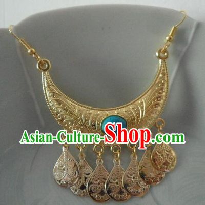 Chinese Ancient Palace Golden Eyebrows Pendant Traditional Han Dynasty Princess Hair Accessories for Women