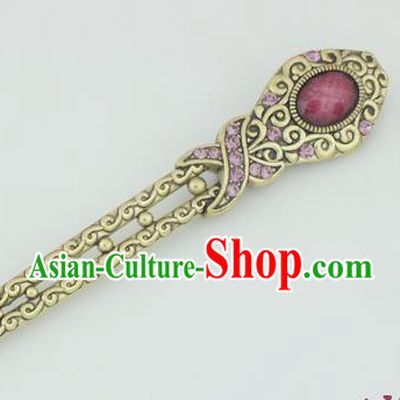 Chinese Ancient Princess Purple Crystal Hairpins Headwear Traditional Hanfu Hair Accessories for Women