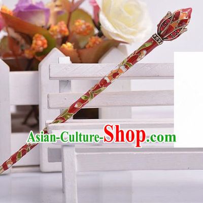 Chinese Ancient Princess Red Hairpins Headwear Traditional Hanfu Hair Accessories for Women